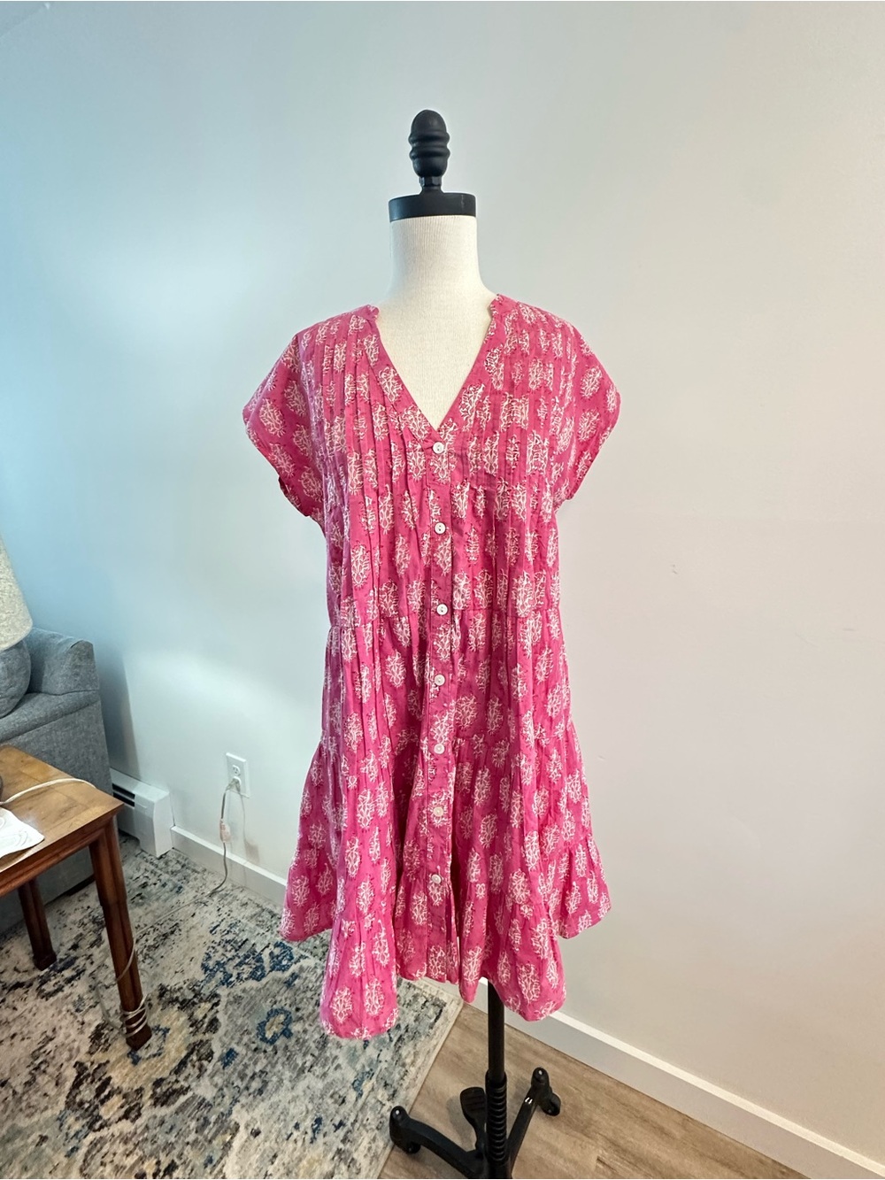 MAREA by Liz Joy - NWOT Pink Block Print Short Sleeve Mini Dress XS